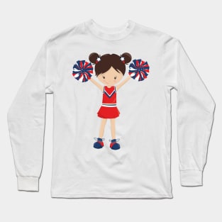 Cheerleaders, Cheerleading, Cute Girl, Brown Hair Long Sleeve T-Shirt